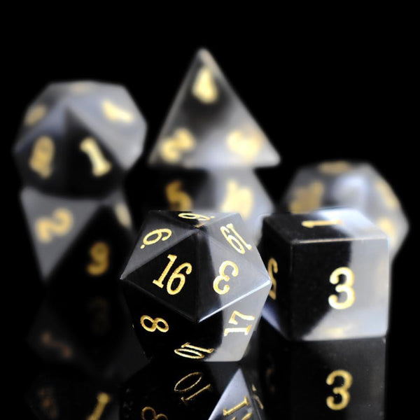  RULE DICE -  Gemstone dice Black&White Cat's Eye Dice