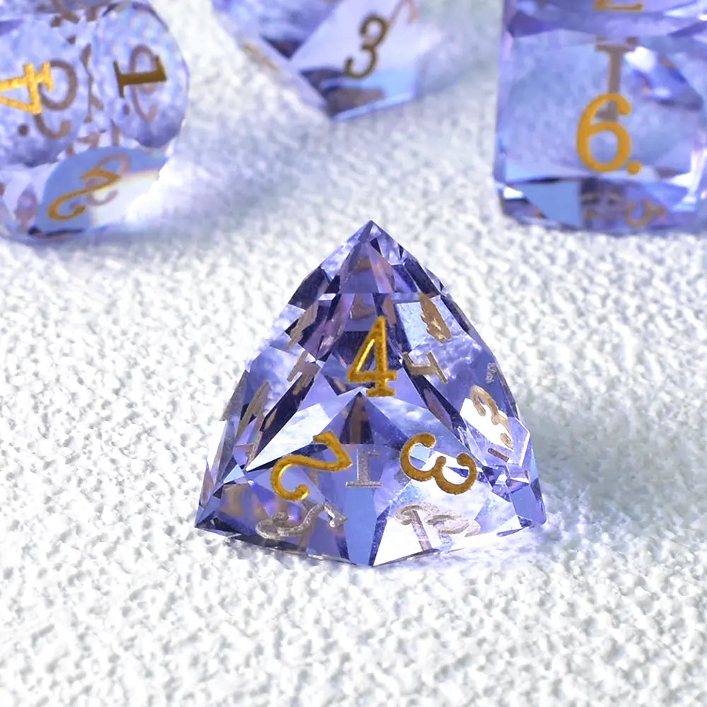 Lavender Purple Pristine Prism Crystal Dice Set