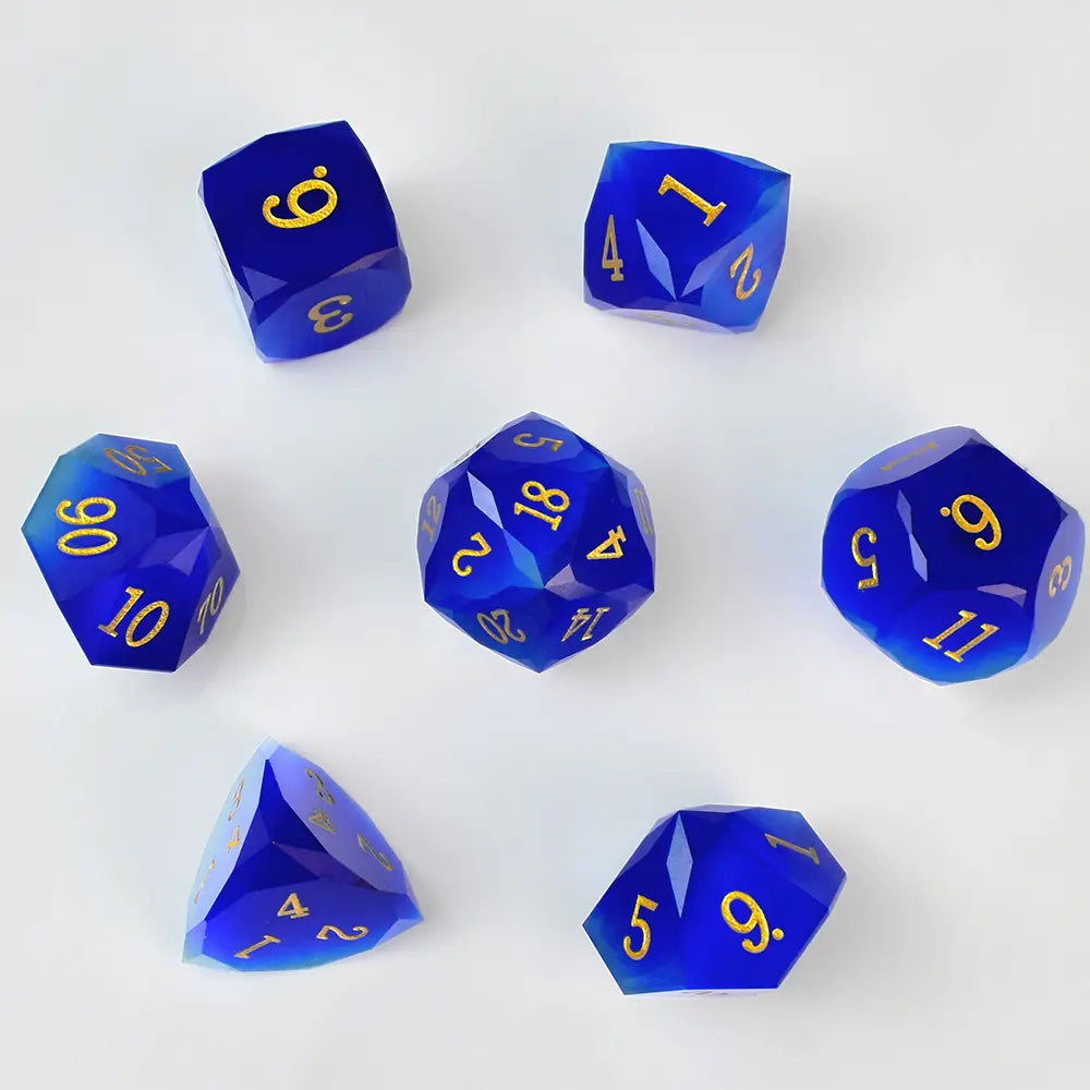 Royal Blue Pristine Prism Crystal Dice Set