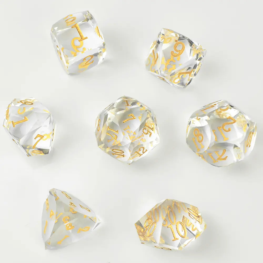 Transparent Pristine Prism Crystal Dice Set