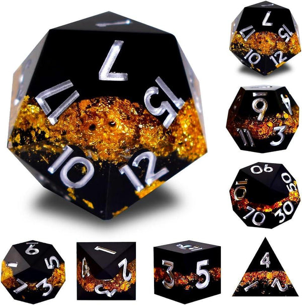  RULE DICE -  Resin dice Black&Golden Resin Dice