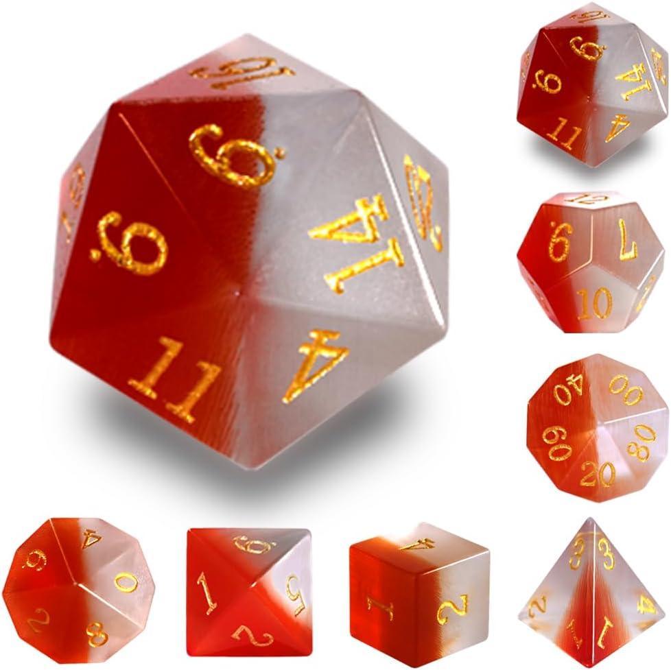  RULE DICE -  Gemstone dice Red&White Cat's Eye Dice