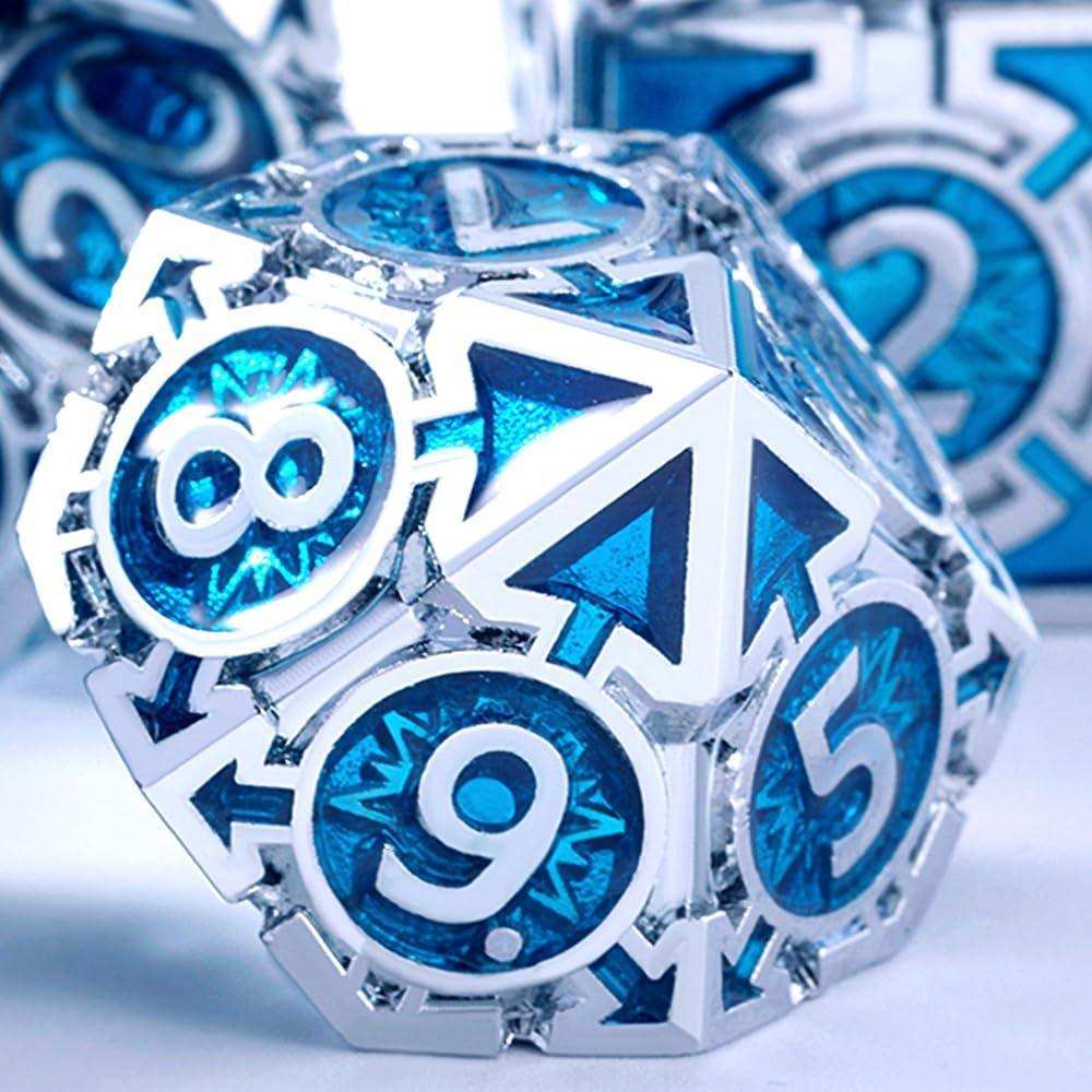 Azure Blue Weighted Metal Dice - RULE DICE