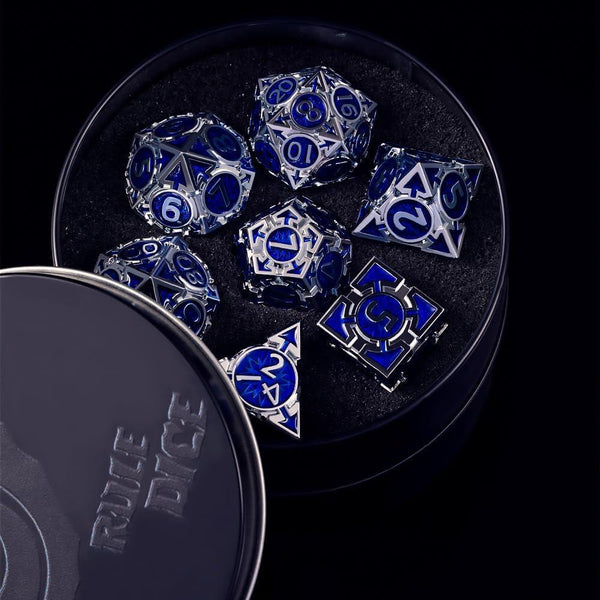  RULE DICE -  Heavy Metal Dice Solid Blue Weighted Metal Dice