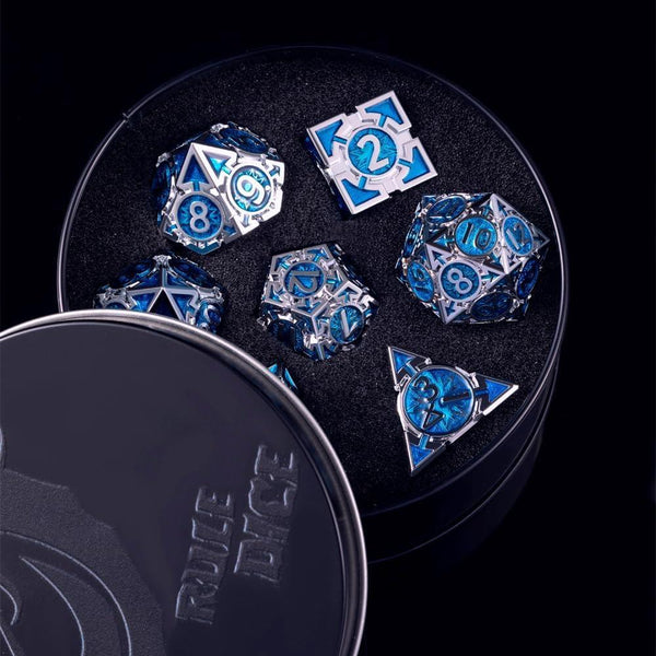  RULE DICE -  Heavy Metal Dice Blue Weighted Metal Dice