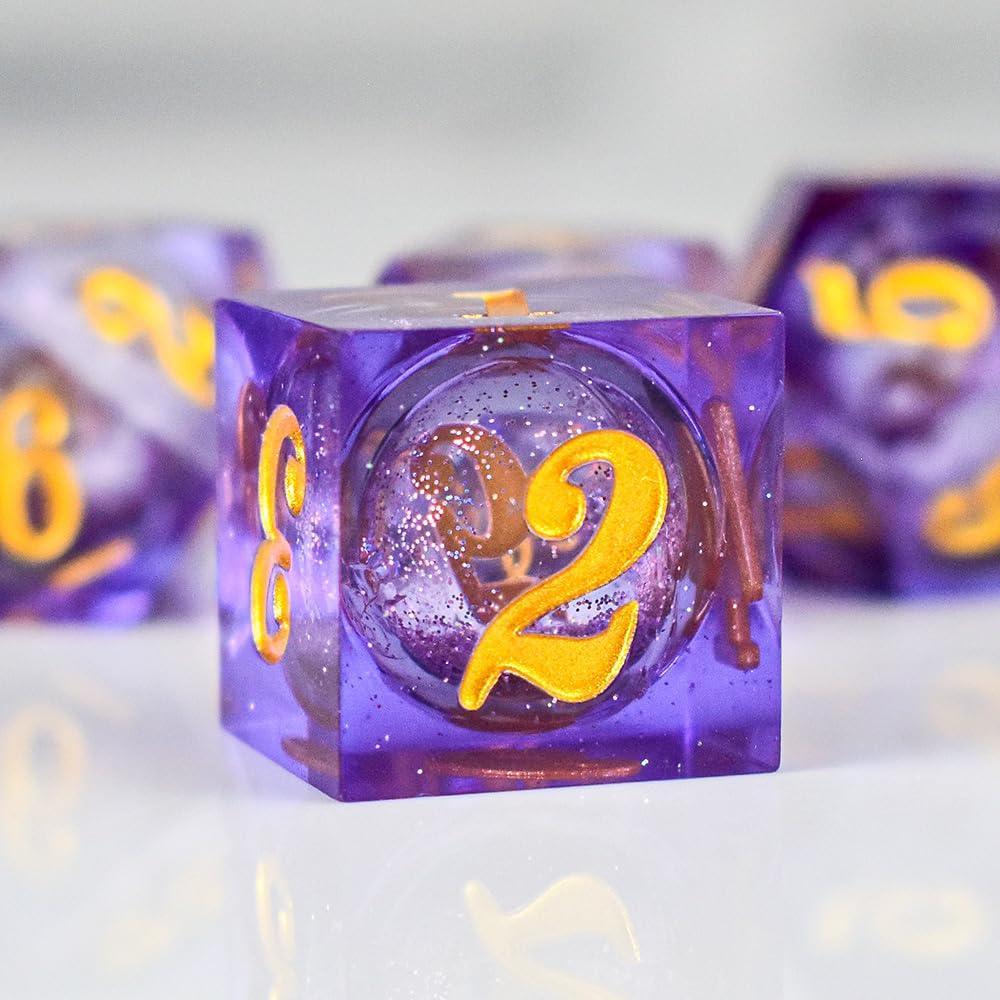  RULE DICE -  Resin dice Liquid Balls Purple Liquid Core Resin Dice