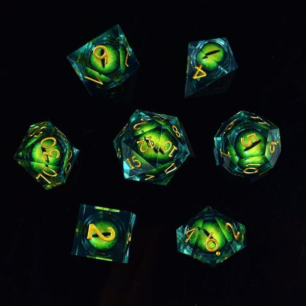  RULE DICE -  Resin dice Green Dragon Eye Liquid Core Resin Dice