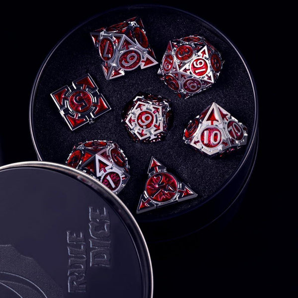  RULE DICE -  Heavy Metal Dice Red Weighted Metal Dice