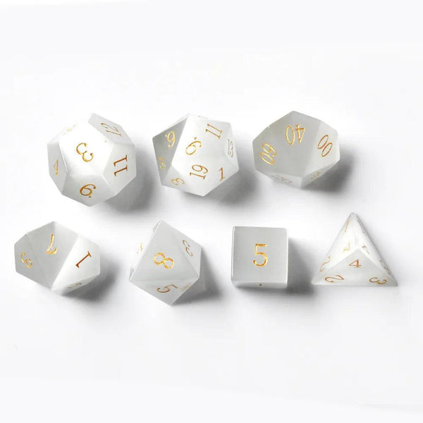  RULE DICE -  Gemstone dice White Cat's Eye Dice