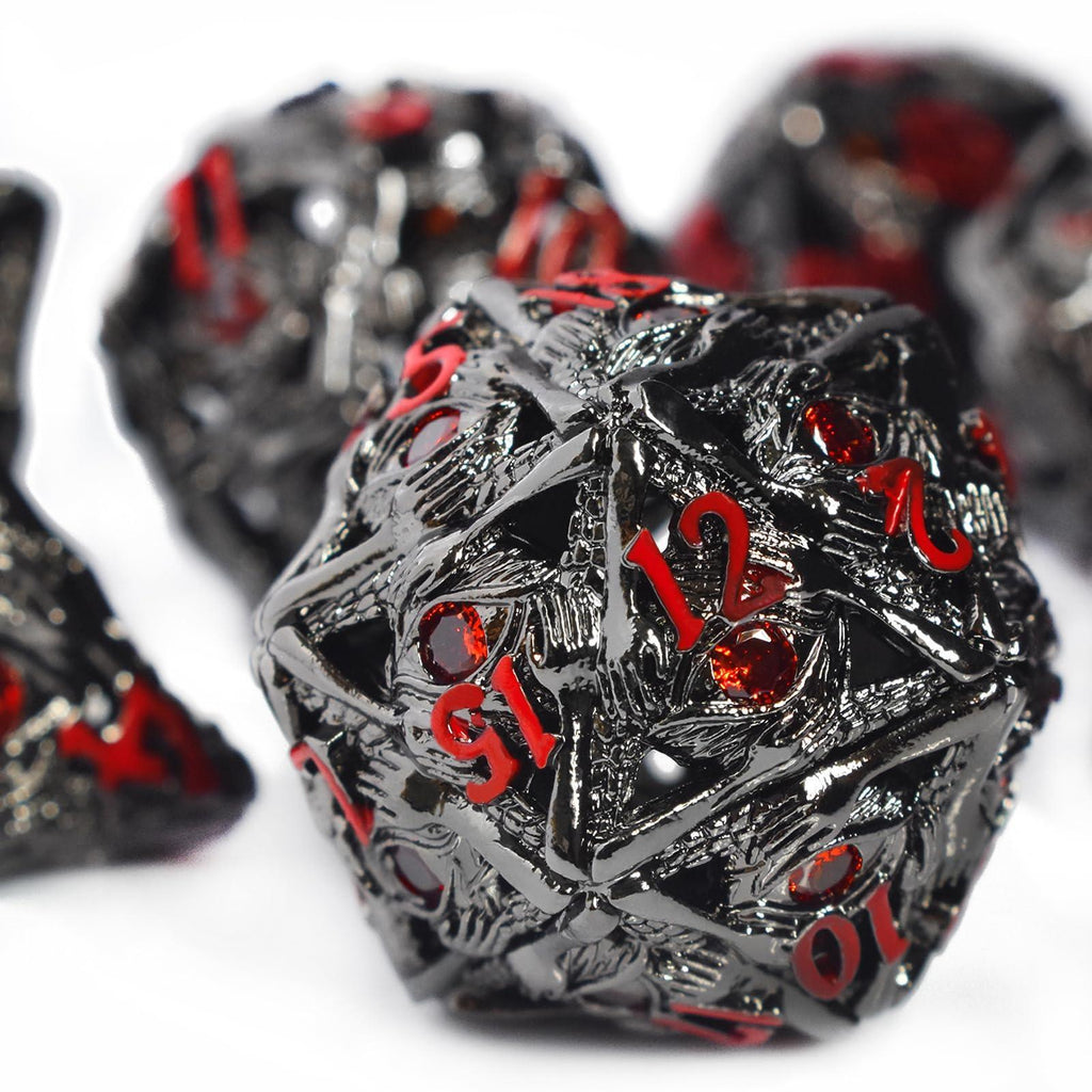  RULE DICE -  Metal & Gemstone Dice Dark Ruby Dice