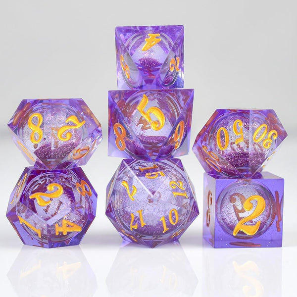  RULE DICE -  Resin dice Liquid Balls Purple Liquid Core Resin Dice