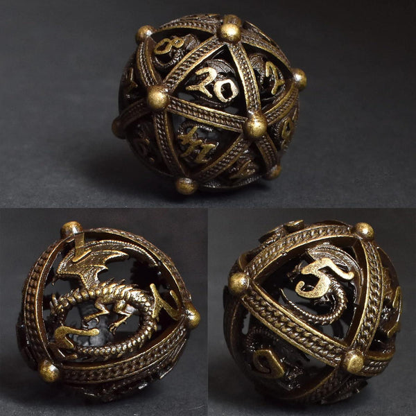  RULE DICE -  Hollow Metal Dice Bronze Dragon Hollow Dice