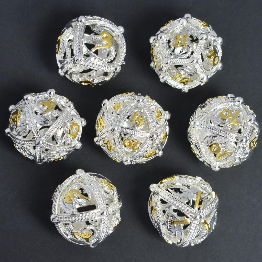  RULE DICE -  Hollow Metal Dice Silver Dragon Hollow Dice