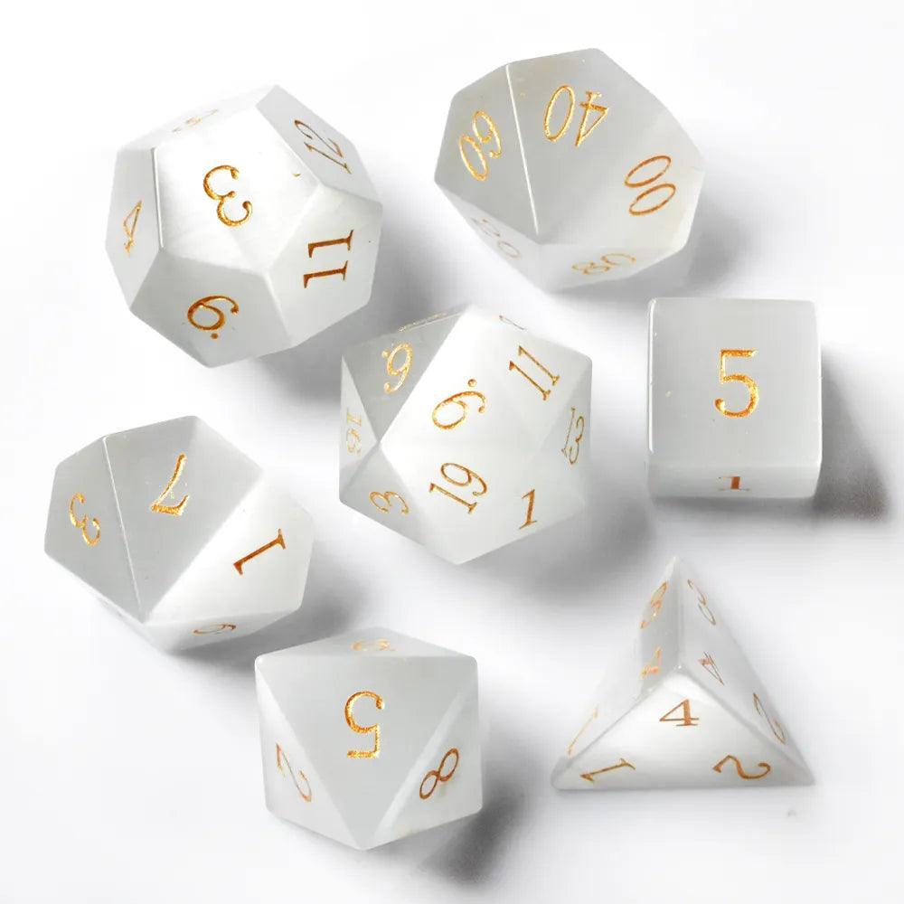  RULE DICE -  Gemstone dice White Cat's Eye Dice