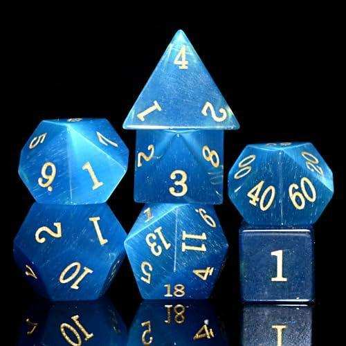 Aqua Blue Cat's Eye Dice Set - RULE DICE