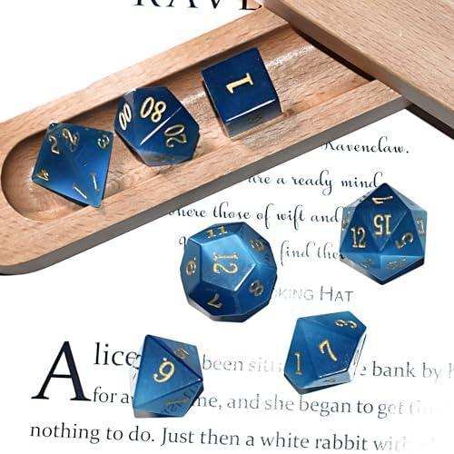 Aqua Blue Cat's Eye Dice Set - RULE DICE