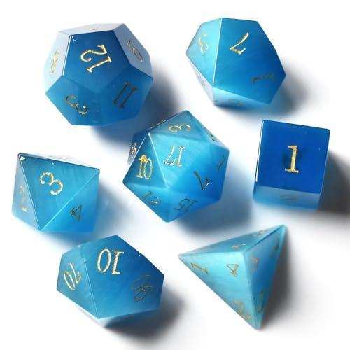 Aqua Blue Cat's Eye Dice Set - RULE DICE