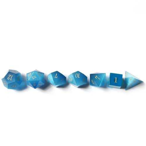 Aqua Blue Cat's Eye Dice Set - RULE DICE