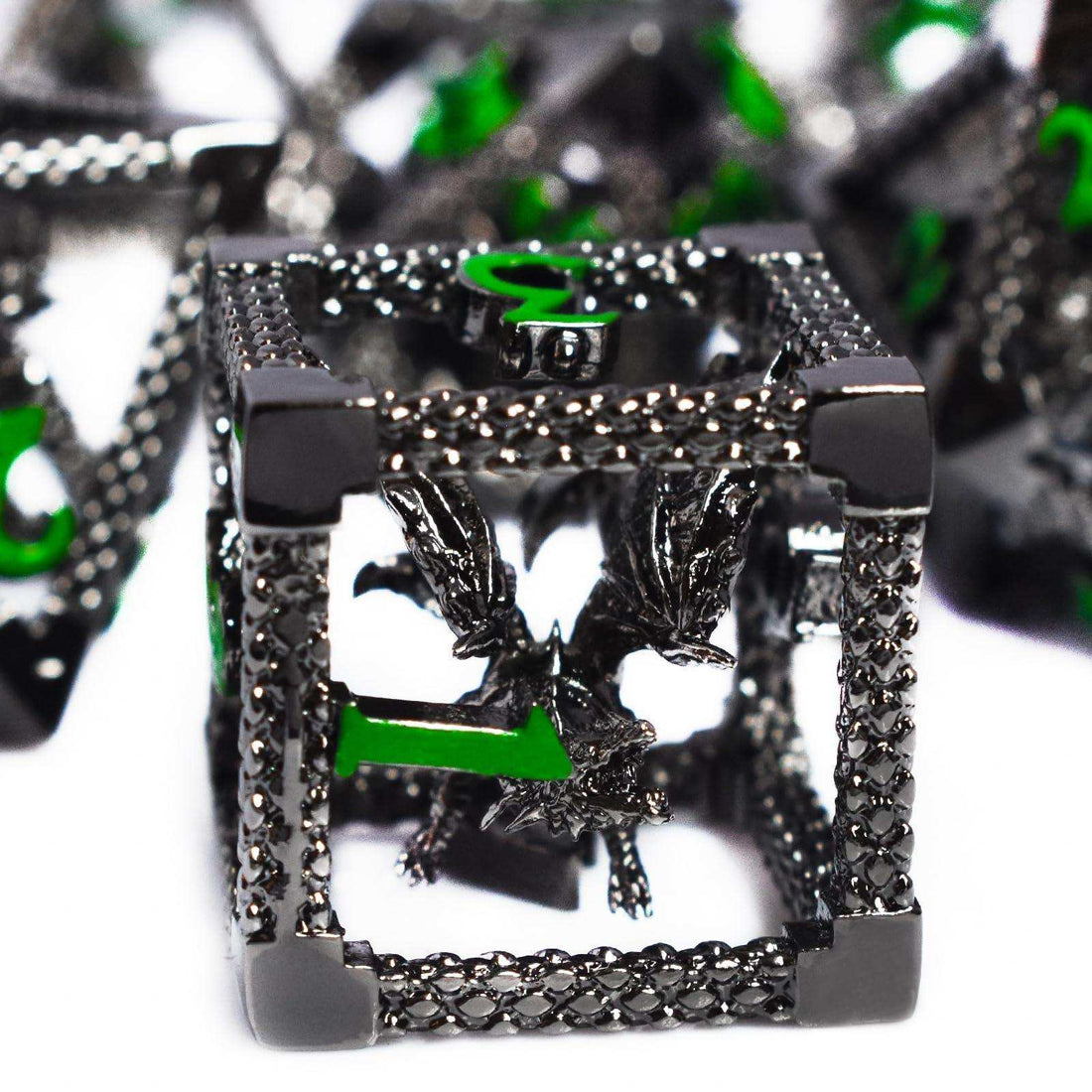 Black Green Hollow Dragon Dice Set - RULE DICE