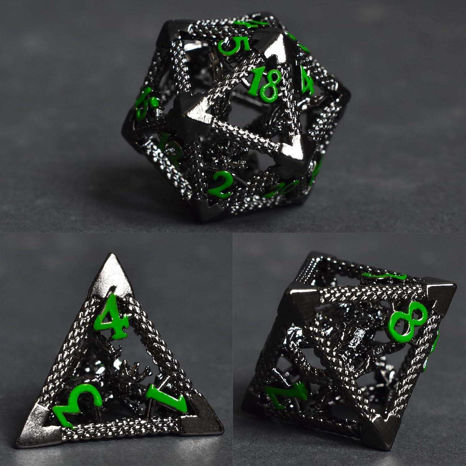 Black Green Hollow Dragon Dice Set - RULE DICE
