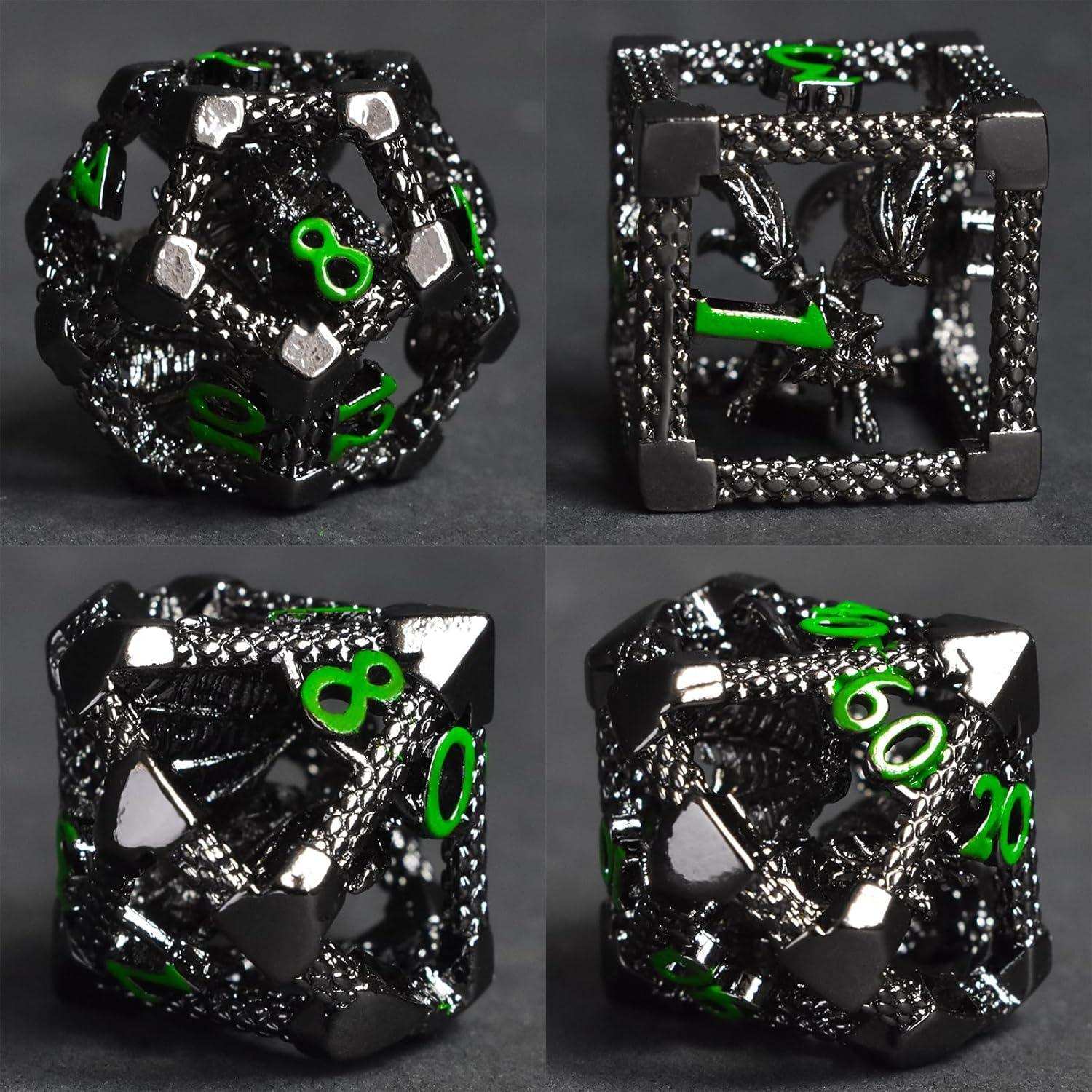 Black Green Hollow Dragon Dice Set - RULE DICE