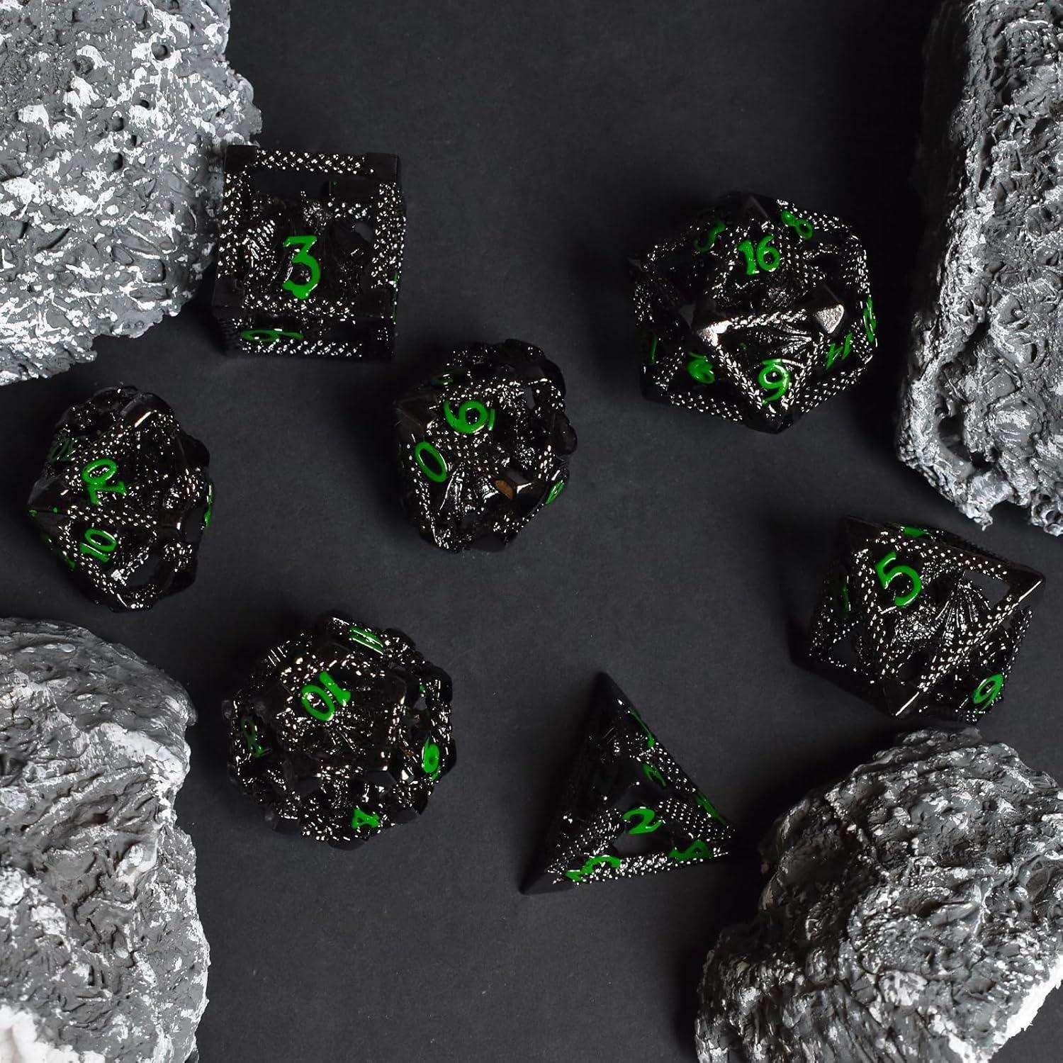 Black Green Hollow Dragon Dice Set - RULE DICE