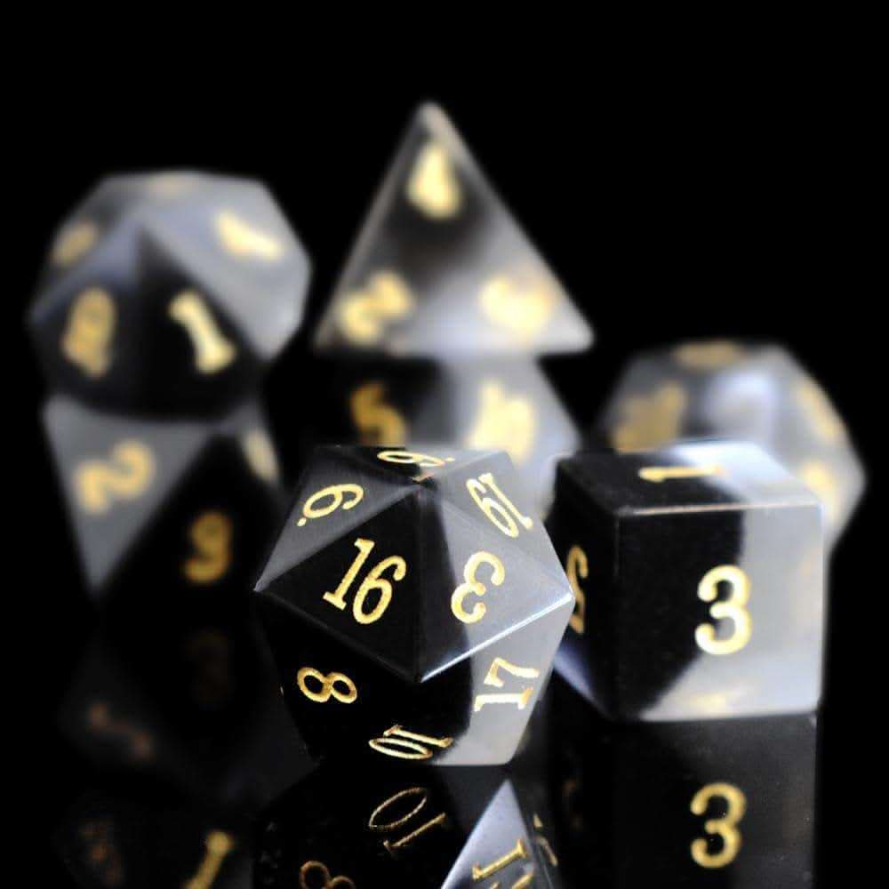 Black & White Cat's Eye Dice Set - RULE DICE