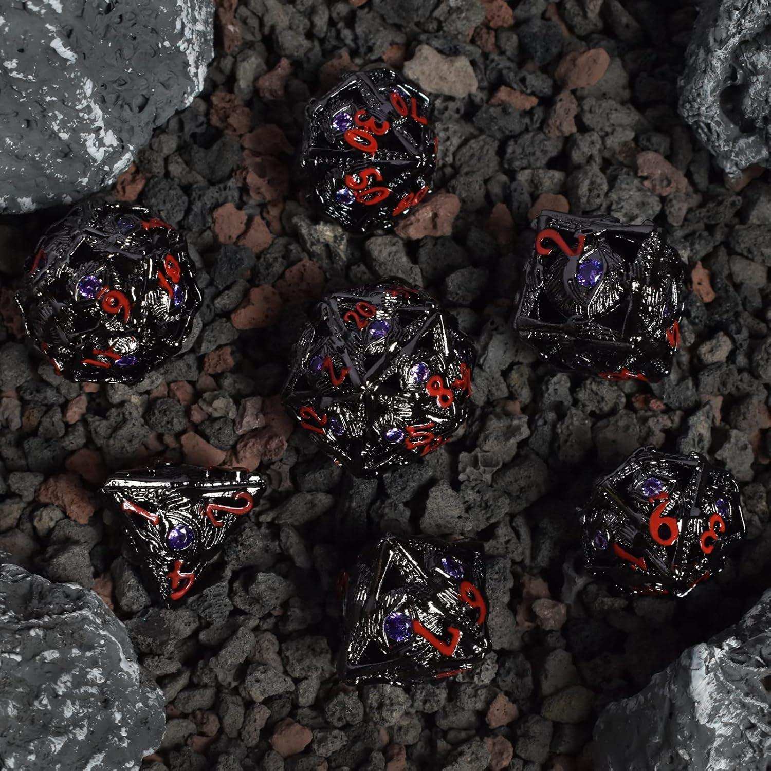 Black and Purple Gemstone Dice Set - RULE DICE