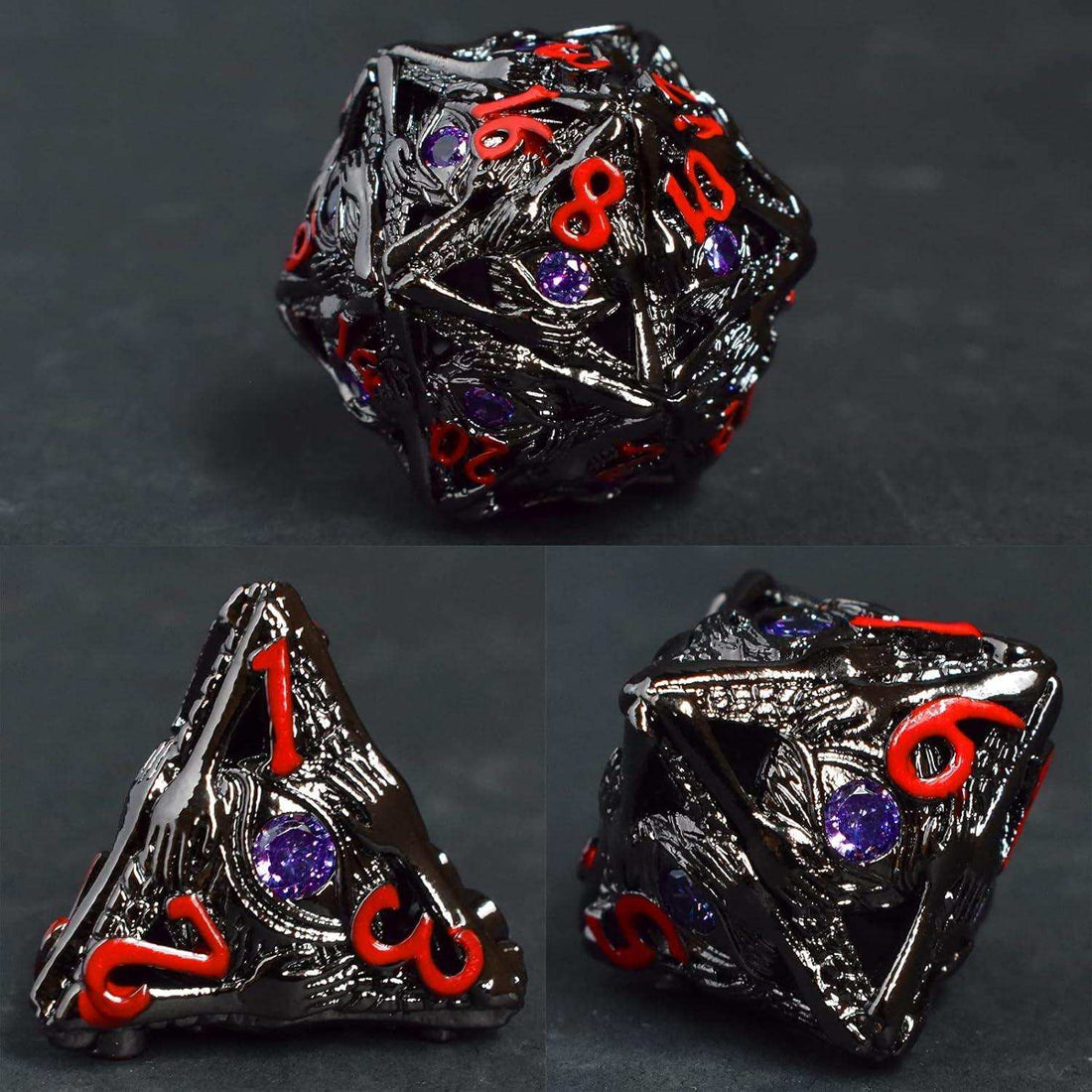 Black and Purple Gemstone Dice Set - RULE DICE