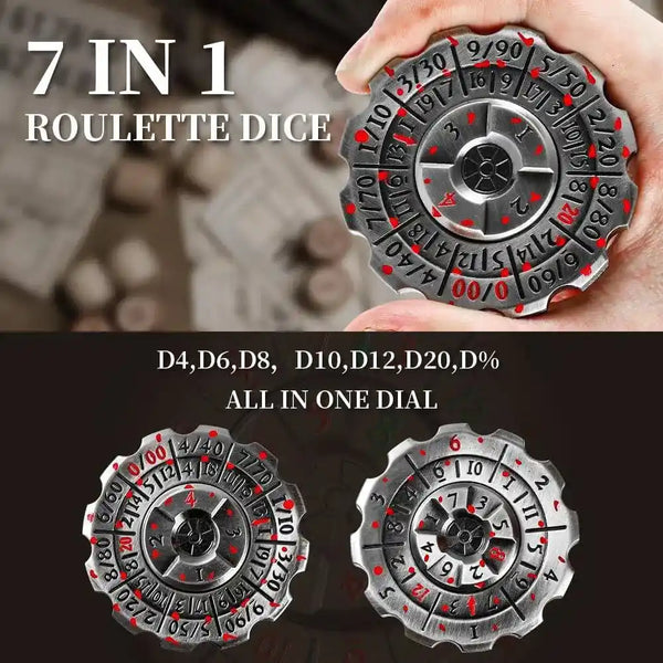 Black Silver 2-in-1 DND Dice & Fidget Spinner