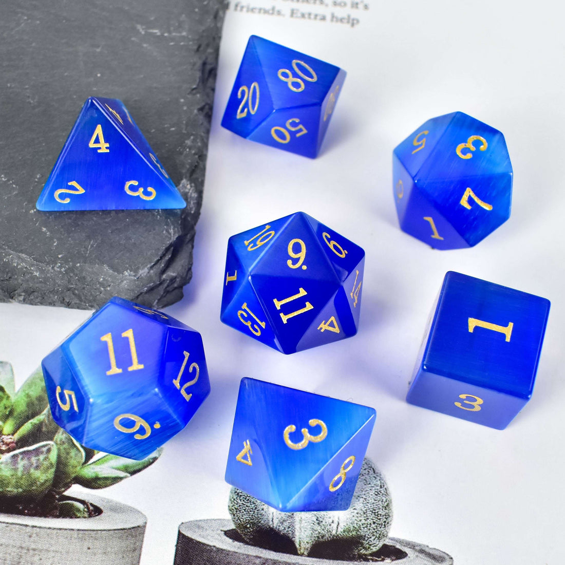 Blue Cat's Eye Dice Set - RULE DICE