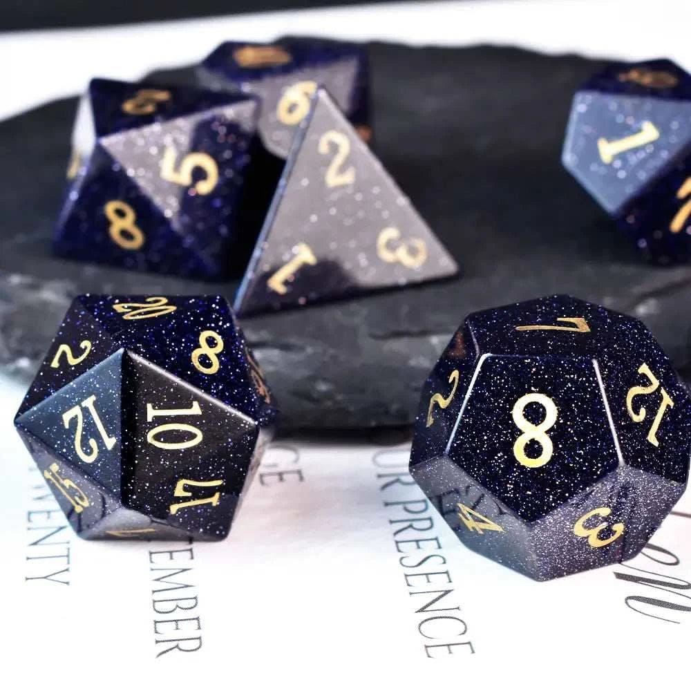Blue Goldstone Dice Set - RULE DICE