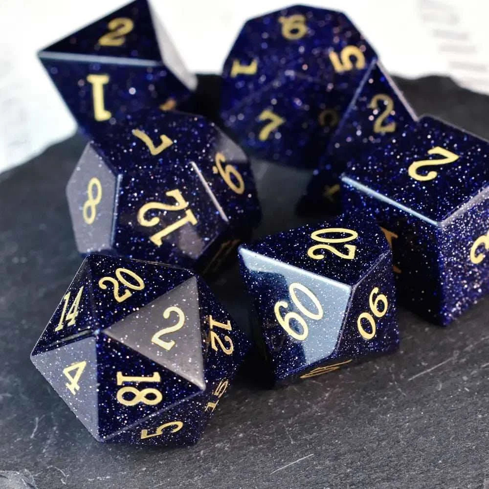 Blue Goldstone Dice Set - RULE DICE