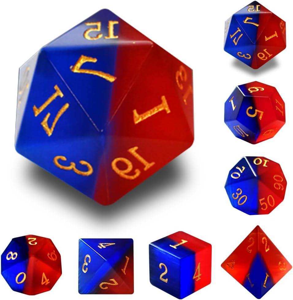 Blue & Red Opal Dice Set - RULE DICE