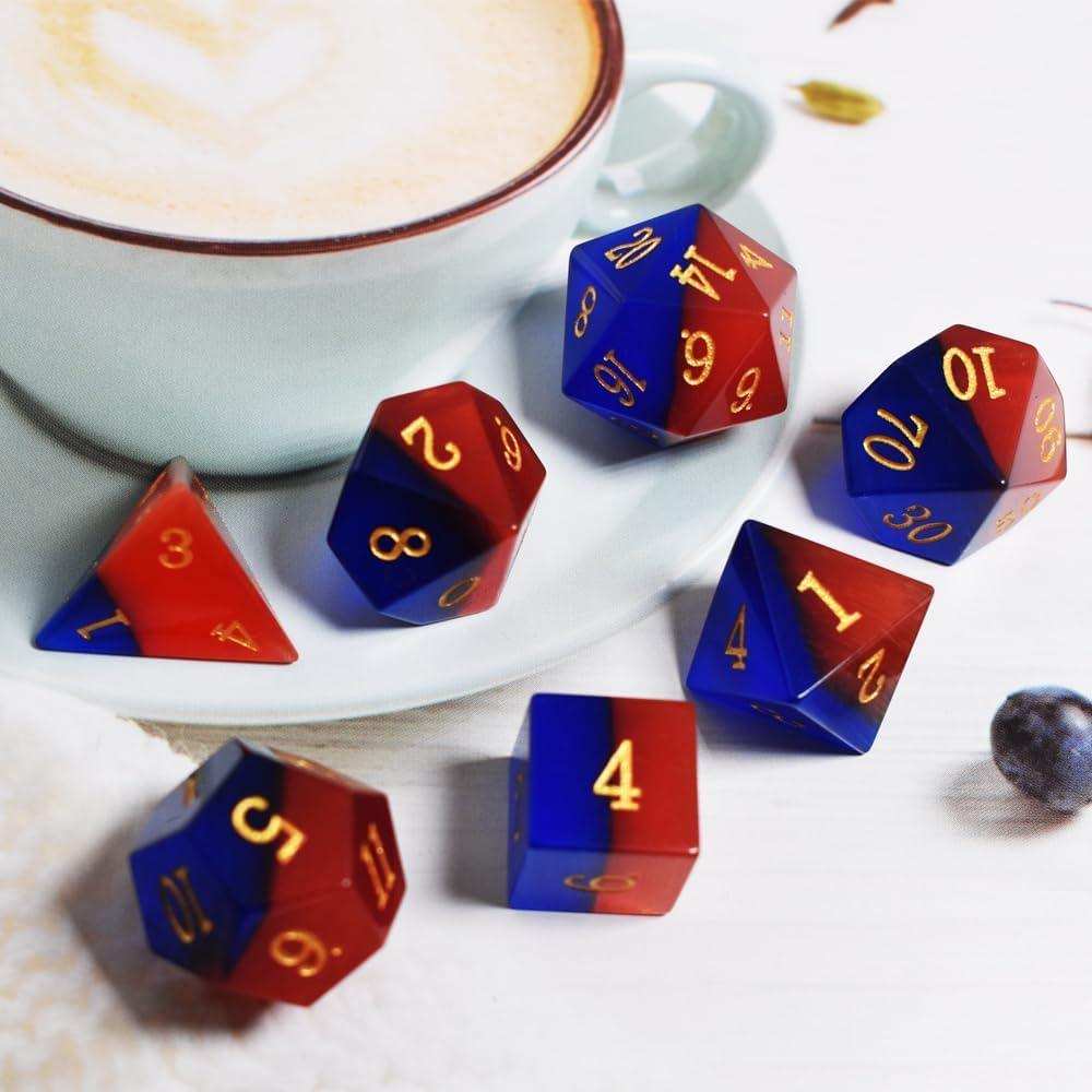 Blue & Red Opal Dice Set - RULE DICE