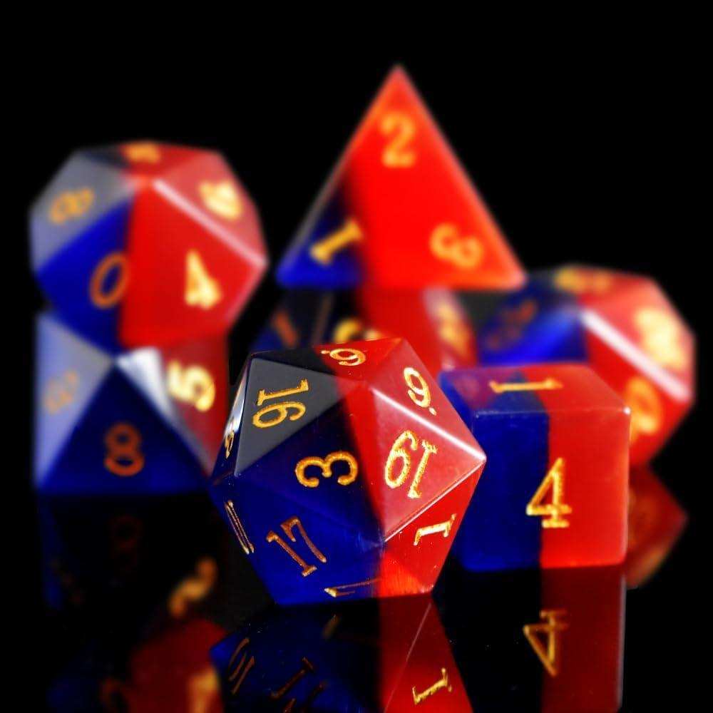 Blue & Red Opal Dice Set - RULE DICE