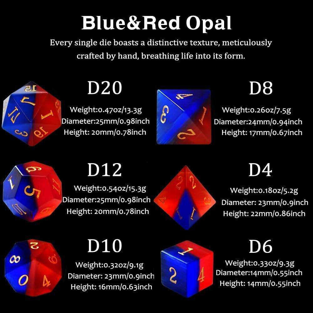 Blue & Red Opal Dice Set - RULE DICE