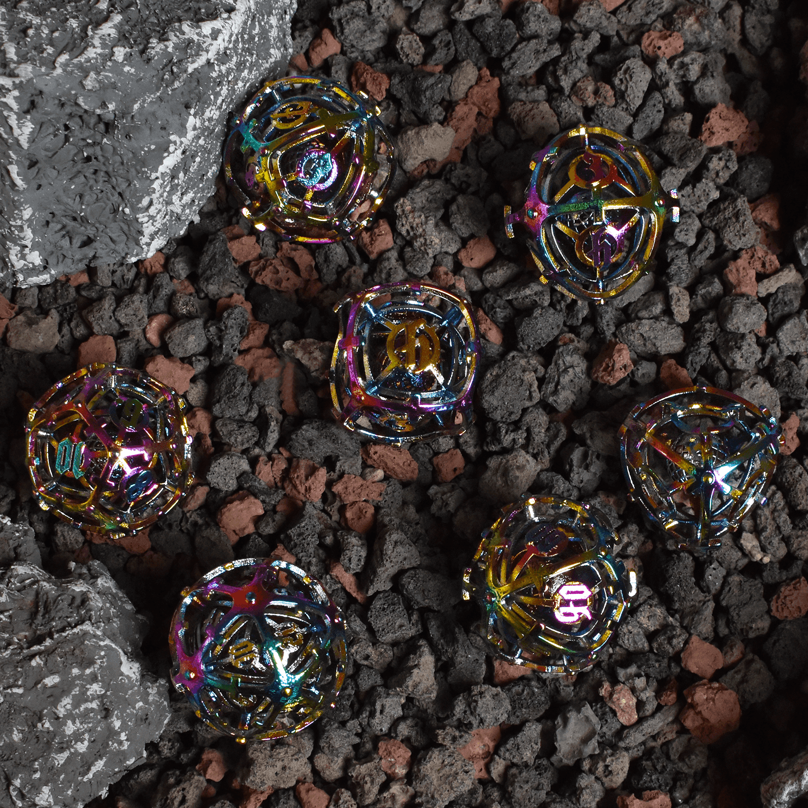 Colorful Hollow Music Metal Dice Set - RULE DICE