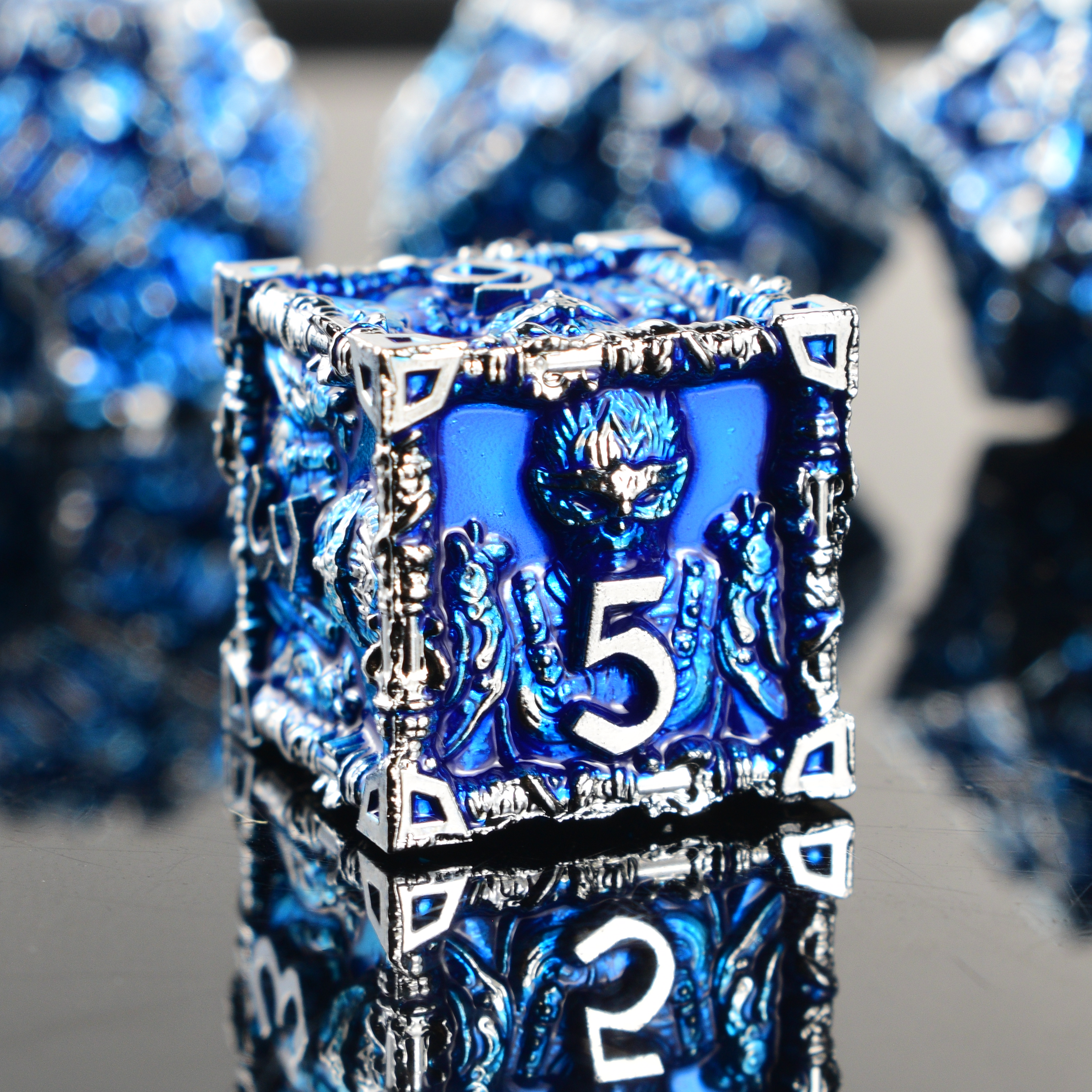 Monkey King Dice Set – Silver Blue