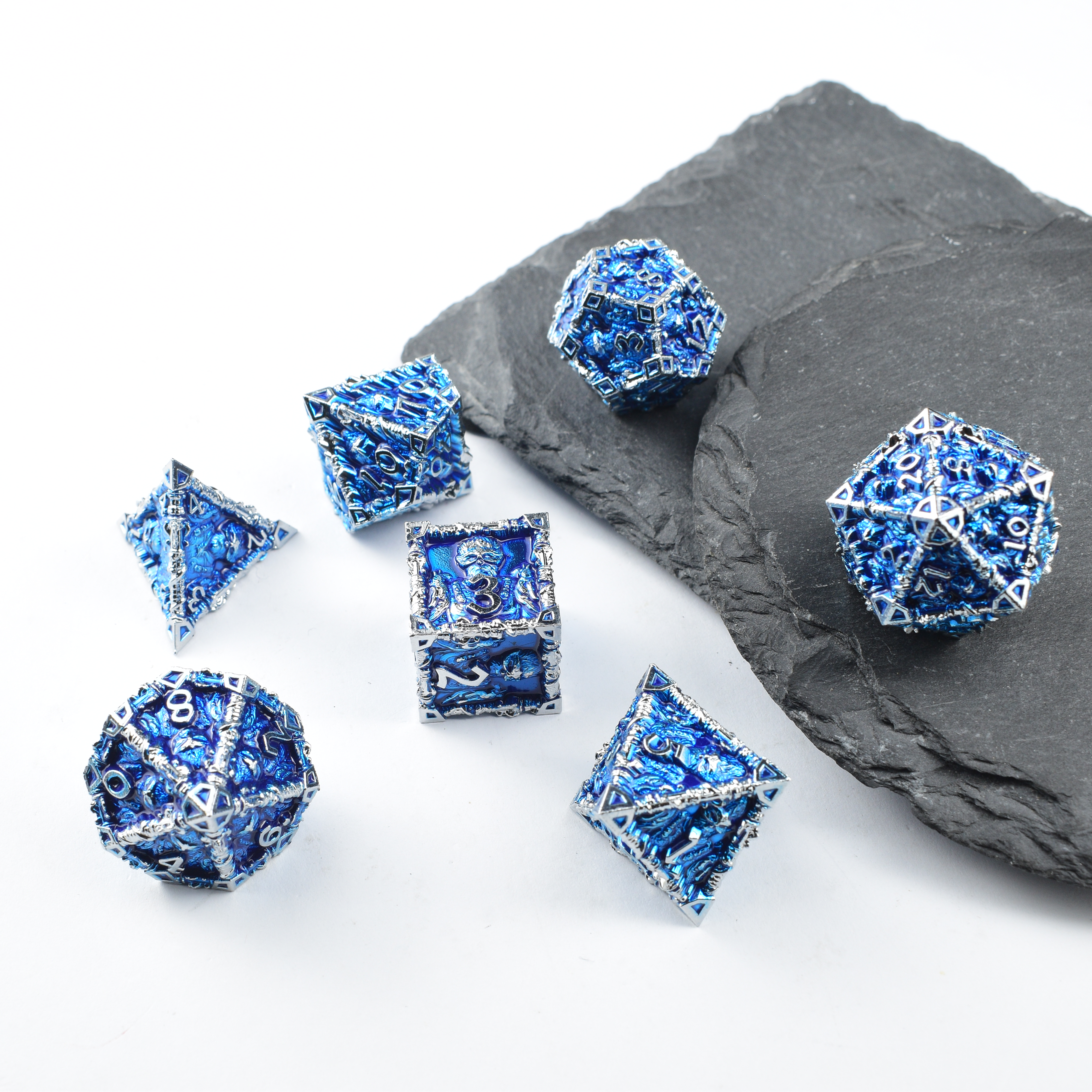 Monkey King Dice Set – Silver Blue
