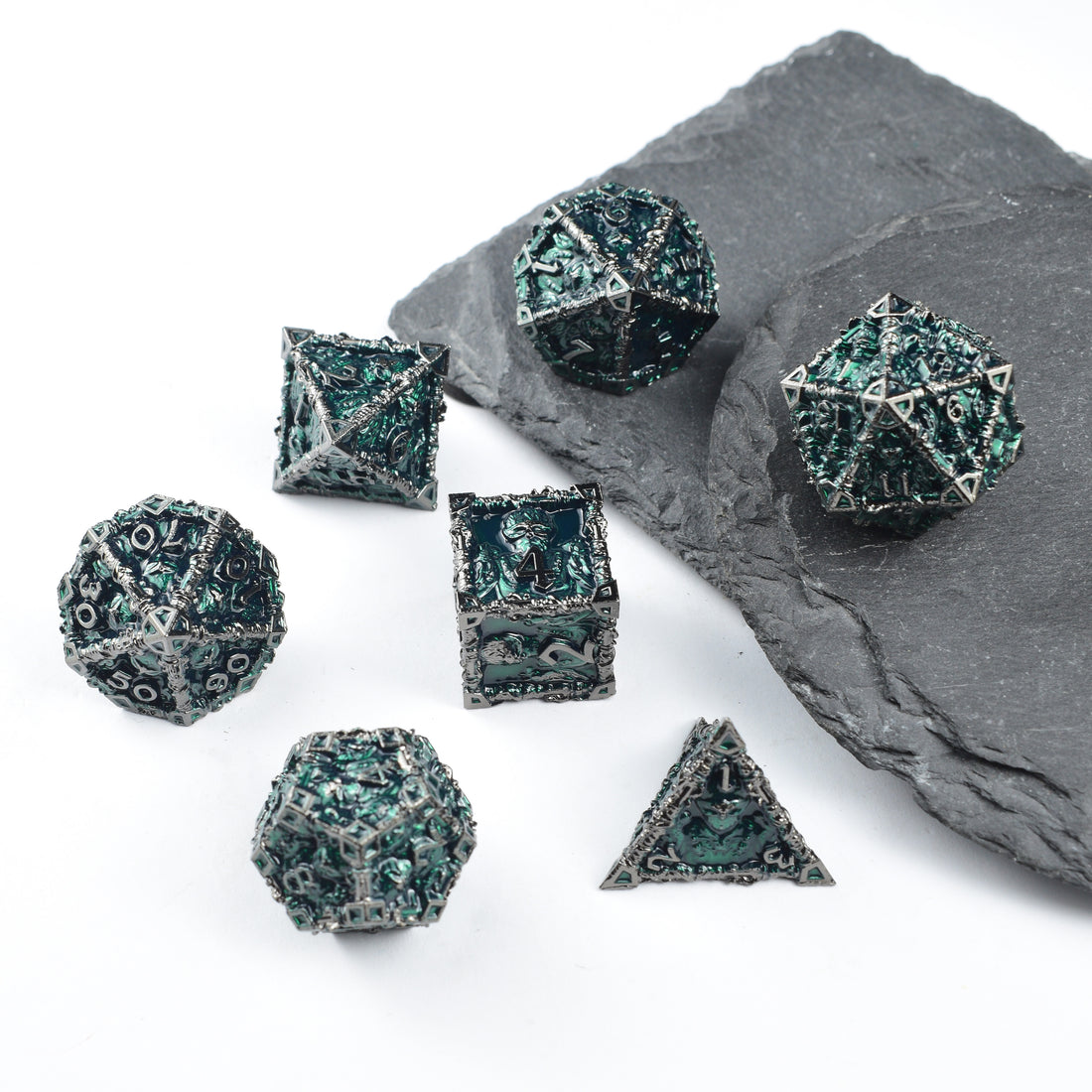 Monkey King Dice Set – Black Silver ＆ Green