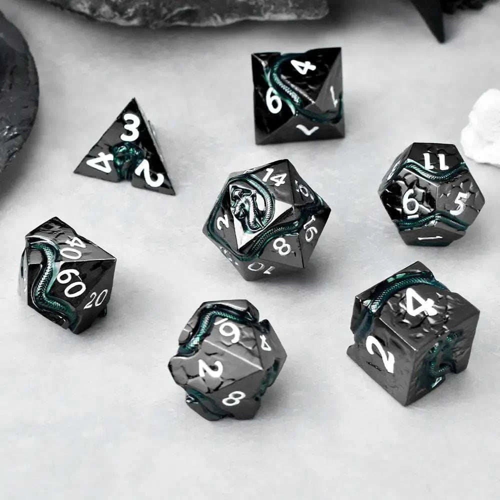 Dark Silver Serpent’s Dagger Dice Set - RULE DICE
