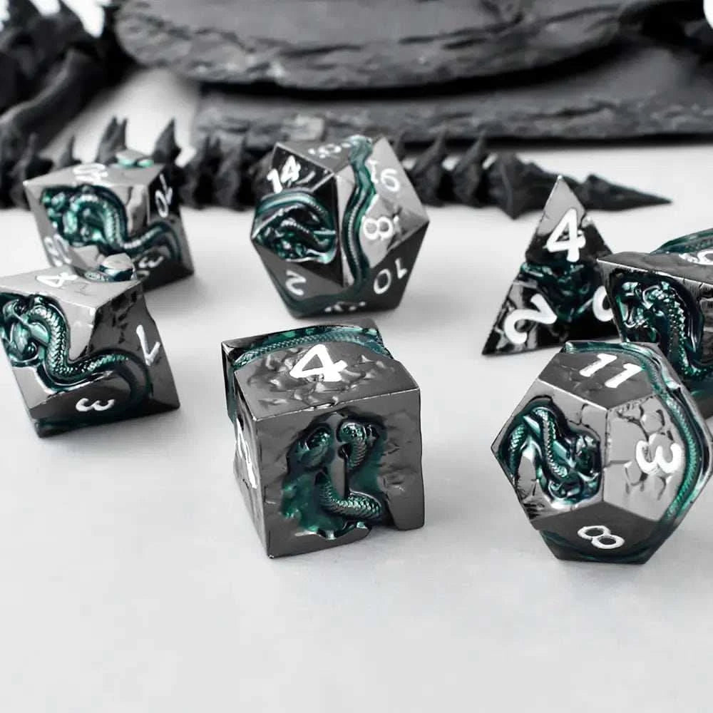 Dark Silver Serpent’s Dagger Dice Set - RULE DICE