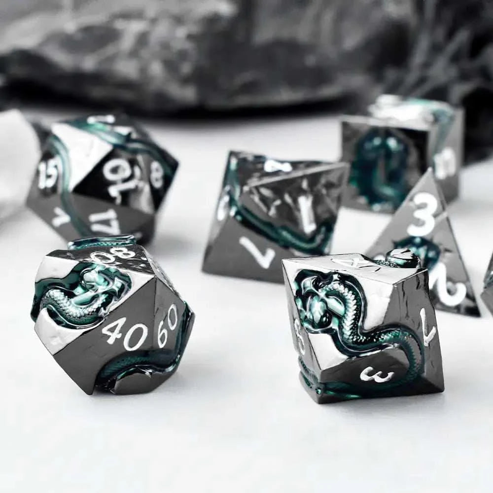 Dark Silver Serpent’s Dagger Dice Set - RULE DICE