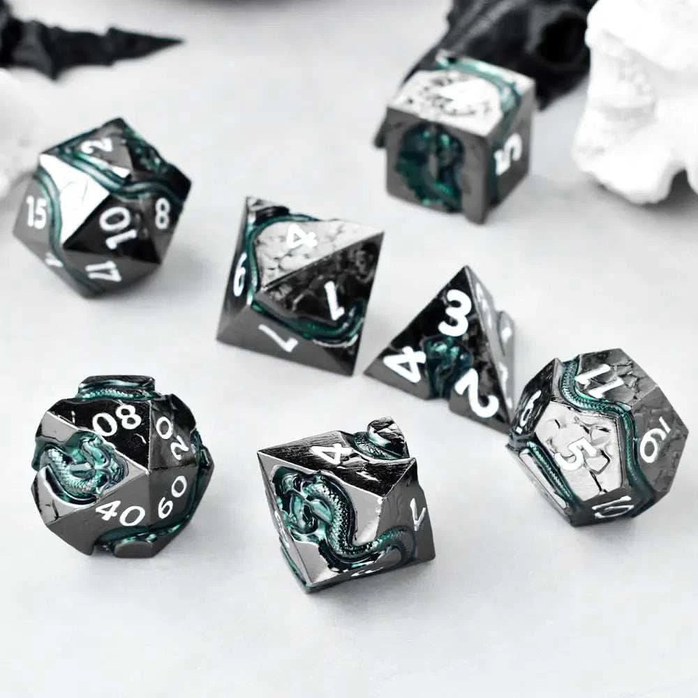 Dark Silver Serpent’s Dagger Dice Set - RULE DICE