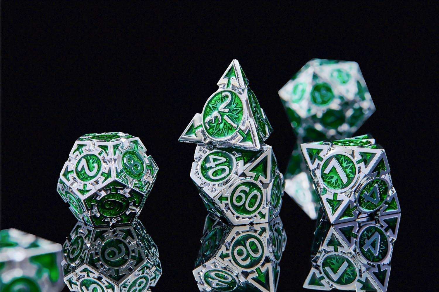 Emerald Green Weighted Metal Dice Set - RULE DICE