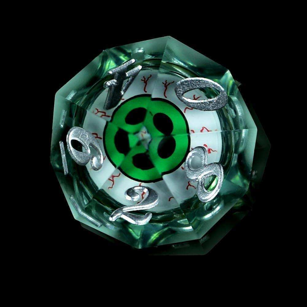 Eyeball Green Liquid Core Resin Dice Set - RULE DICE