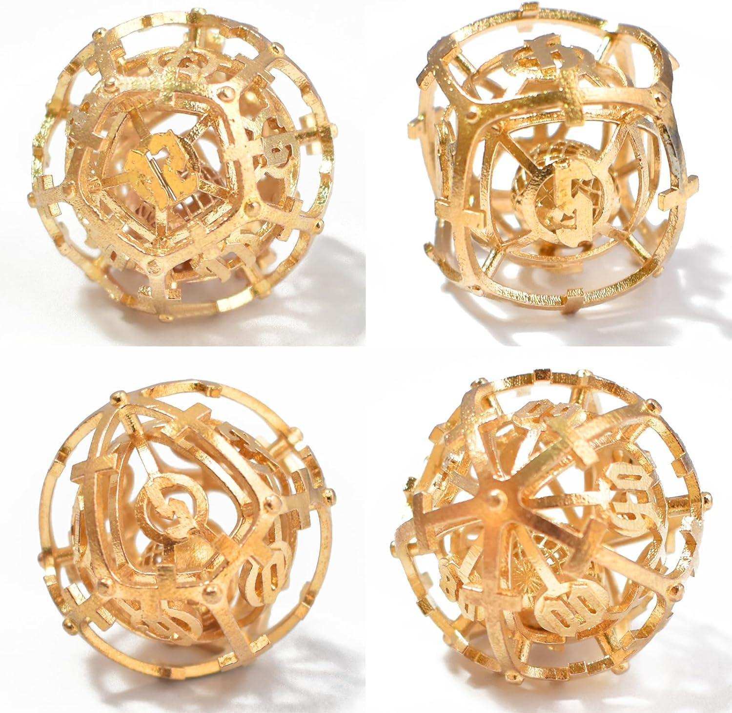 Gold Hollow Music Metal Dice Set - RULE DICE