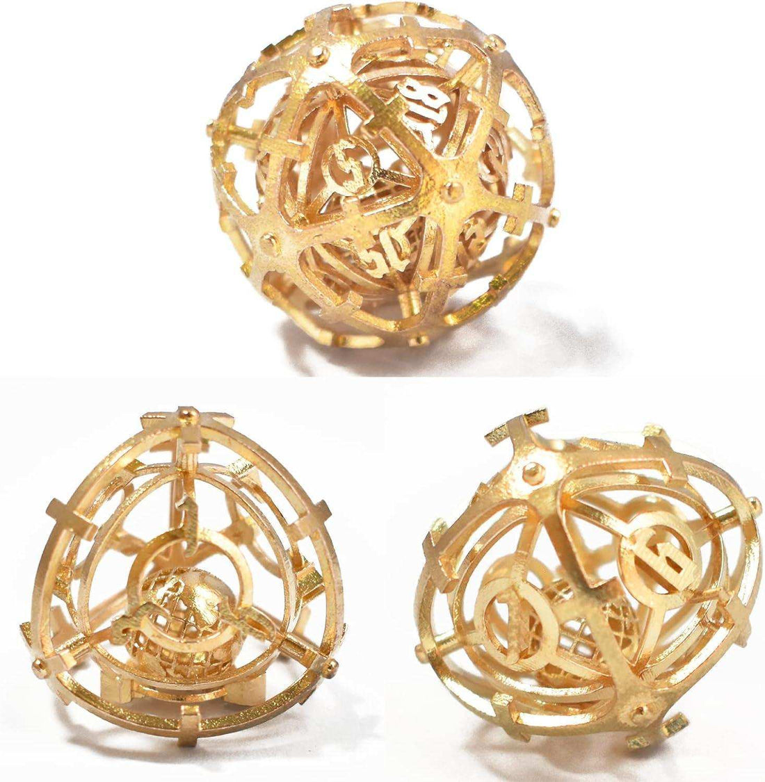 Gold Hollow Music Metal Dice Set - RULE DICE