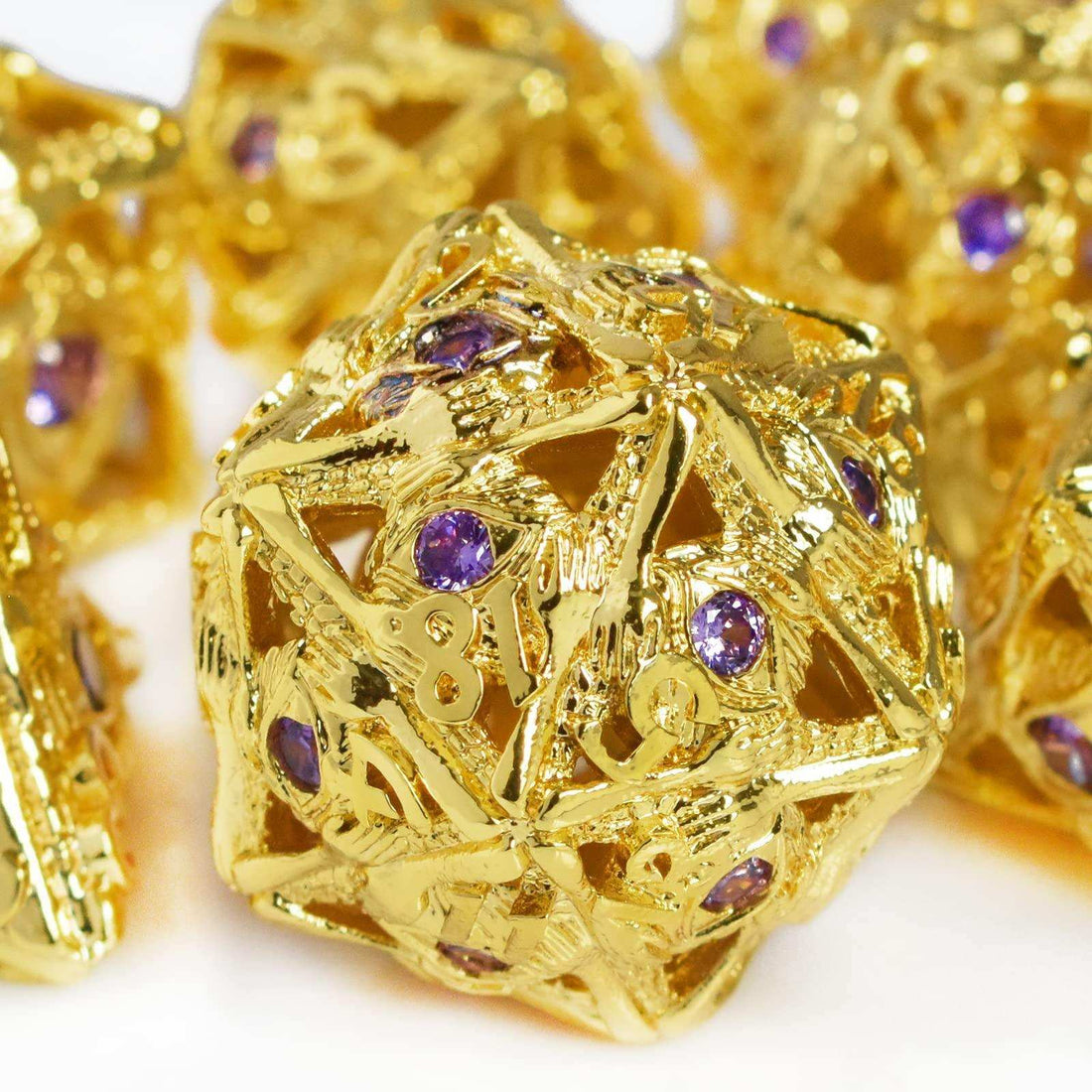Golden & Purple Gemstone Dice Set - RULE DICE
